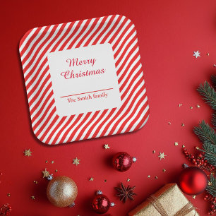 Cute white and red striped paper plate