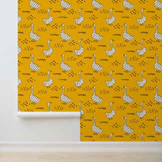 Cute white and yellow geese wallpaper