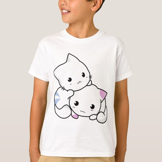 Cute white animated kittens T-Shirt (Front)