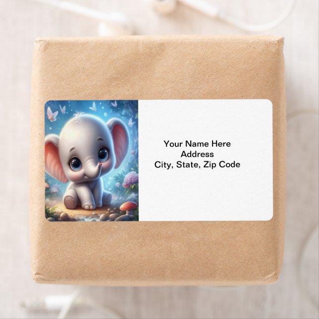 Cute White Baby Elephant Floral Labels (Insitu)