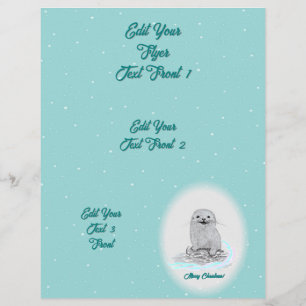 Cute White Baby Sea Otter , Merry Christmas Flyer