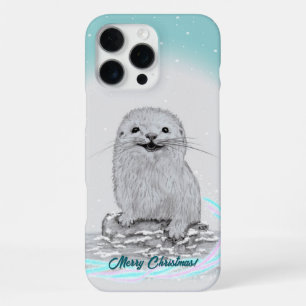 Cute White Baby Sea Otter , Merry Christmas iPhone 16 Pro Max Case