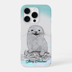 Cute White Baby Sea Otter , Merry Christmas iPhone 16 Pro Case