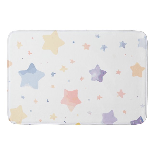 Cute white Bath Mat with stars (Front)