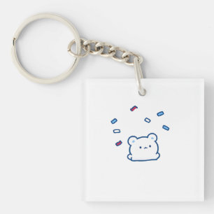 Cute White Bear Celebration Character Key Ring