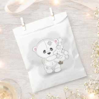 Cute White Bear Holding Xmas Tree Favour Bags