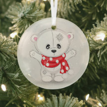 Cute White Bear in Red Scarf