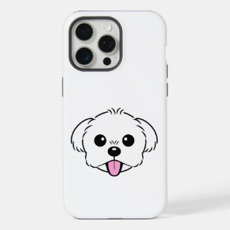 Cute White Bichon Frise Dog Sticking Tongue Out iPhone 15 Pro Max Case