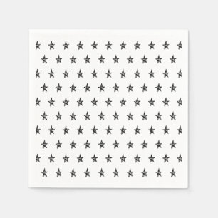 Cute white black simple hand drawn star pattern  napkin