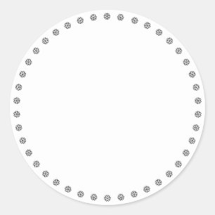 Cute white black snowflakes border blank holiday classic round sticker