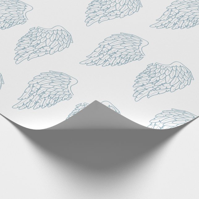 Cute White & Blue Angel Wings Wrapping Paper (Corner)