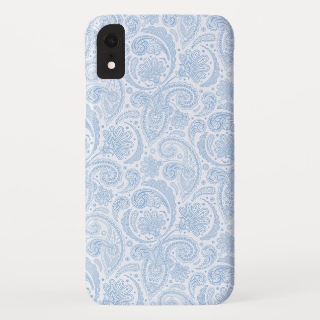 Cute white blue paisley pattern Case-Mate iPhone case (Back)