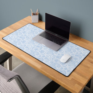 Cute white blue paisley pattern desk mat
