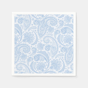 Cute white blue paisley pattern napkin