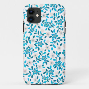 Cute white blue seamless spring flowers patterns Case-Mate iPhone case