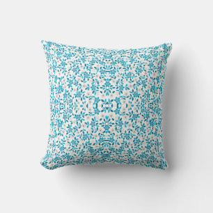 Cute white blue seamless spring flowers patterns cushion