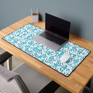 Cute white blue seamless spring flowers patterns desk mat