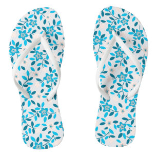 Cute white blue seamless spring flowers patterns  jandals