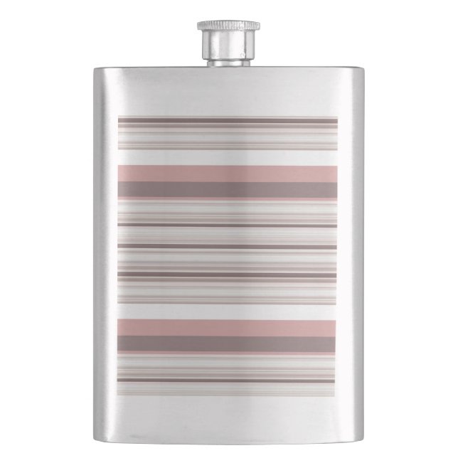 Cute white brown stripes hip flask (Front)