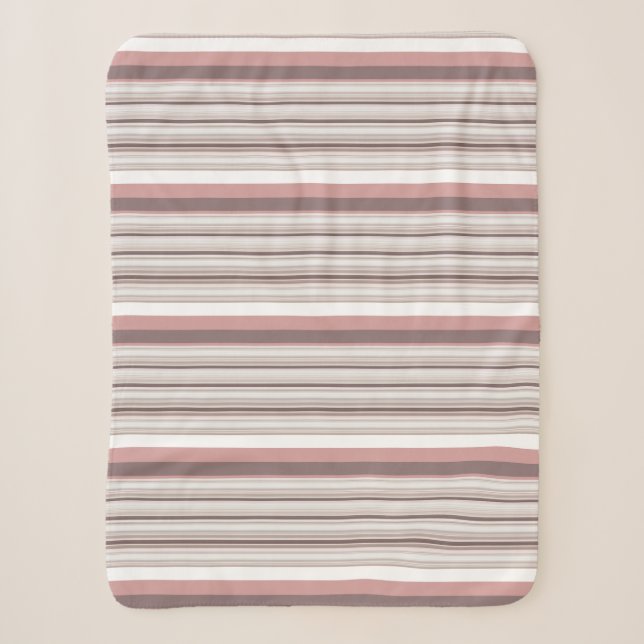 Cute white brown stripes sherpa blanket (Front)