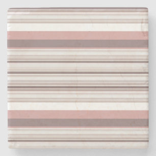 Cute white brown stripes stone coaster