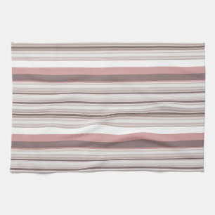 Cute white brown stripes tea towel