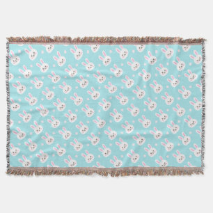 Cute White Bunnies Pattern Easter   Throw Blanket