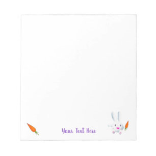 Cute White Bunny & Carrots Notepad