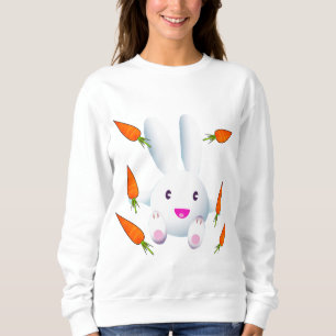 Cute White Bunny & Carrots Sweatshirt