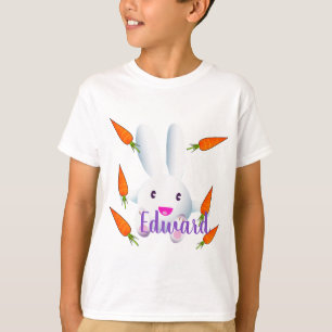 Cute White Bunny & Carrots T-Shirt