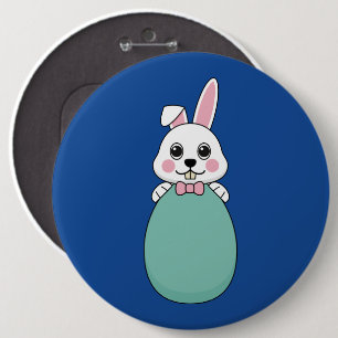 Cute White Bunny Holding Easter Egg 6 Cm Round Badge