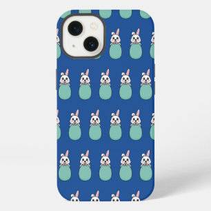 Cute White Bunny Holding Easter Egg Pattern iPhone 13 Case