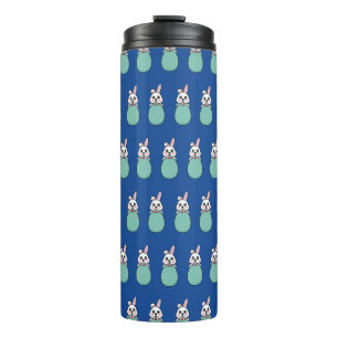 Cute White Bunny Holding Easter Egg Pattern Thermal Tumbler