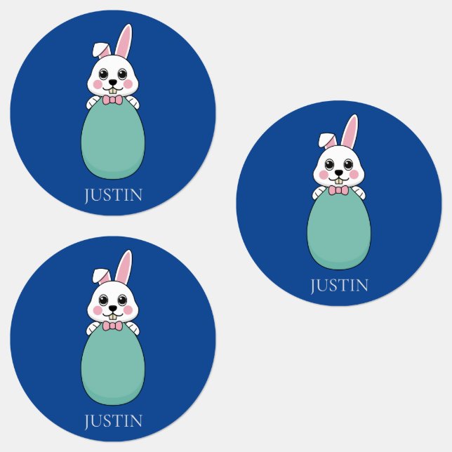 Cute White Bunny Holding Easter Egg | Personalise (Group)
