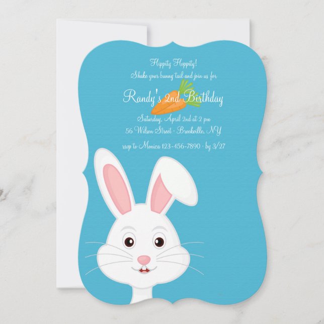 Cute White Bunny Invitation (Front)