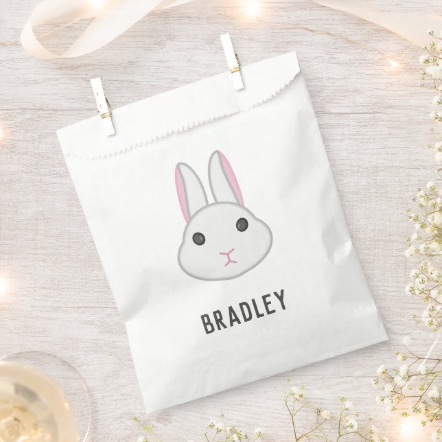 Cute white bunny on favour bags (Clipped)