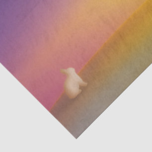 Cute White Bunny Rabbit on Grassy Hill at Sunrise Tissue Paper