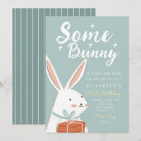 Cute White Bunny Some Bunny Turning One Birthday