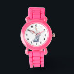 Cute White Bunny with Big Blue Eyes Black Numbers Watch<br><div class="desc">Cute little bunny rabbit</div>