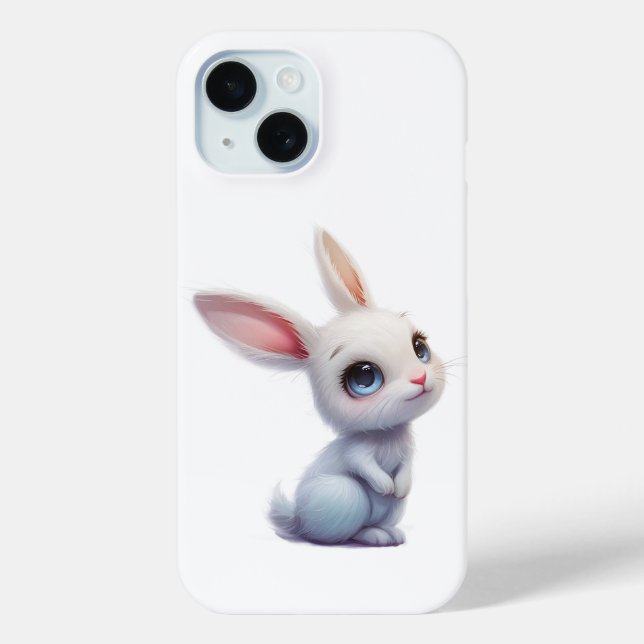 Cute White Bunny with Big Blue Eyes Case-Mate iPhone Case (Back)