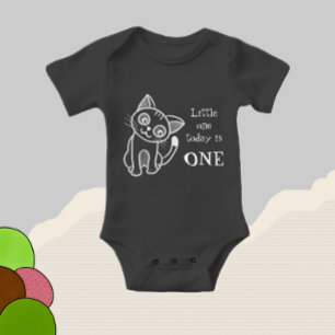 Cute white cat baby bodysuit