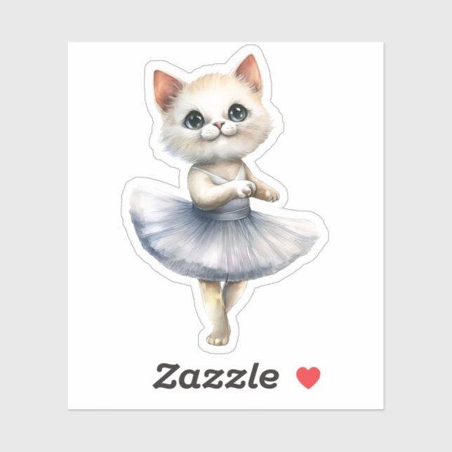 Cute white cat ballerina dancing ballet (Sheet)