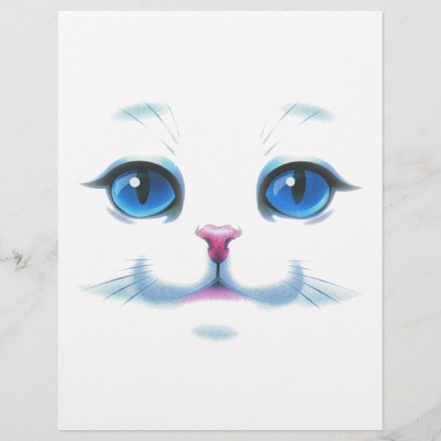 Cute White Cat Blue Eyes Face (Front)