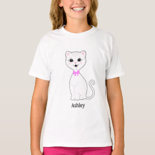 Cute White Cat Cartoon T-Shirt