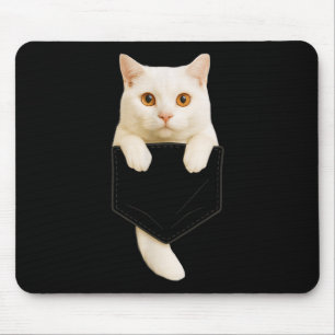 Cute White Cat Cket Funny Cat Mom Cat Dad Cat Love Mouse Pad