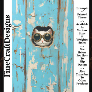 Cute White Cat Kitten Hiding Peeking AQ4 Decoupage Tissue Paper