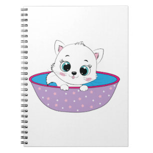 cute white cat notebook