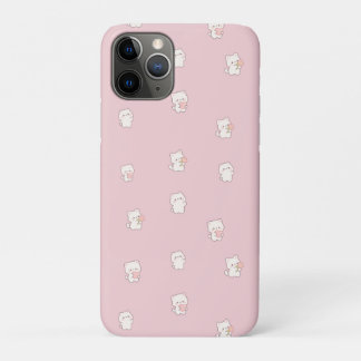 Cute White Cat Pattern – Kawaii Hearts & Flowers Case-Mate iPhone Case