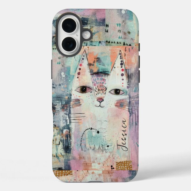 Cute White Cat Personalised Case-Mate iPhone Case (Back)