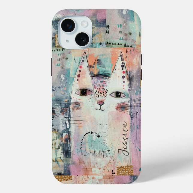Cute White Cat Personalised Case-Mate iPhone Case (Back)